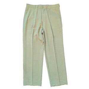 Tommy Bahama Dress Pants Men's 34x30 Beige 100% Silk Pleated Front Resort Beach